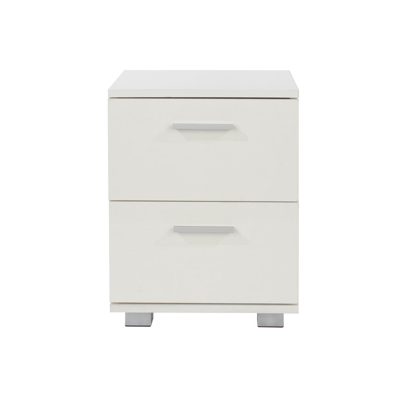 Domnique White 2 Drawer Bedside Table