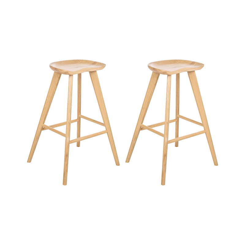 Set of 2 Bar Stools Light Brown