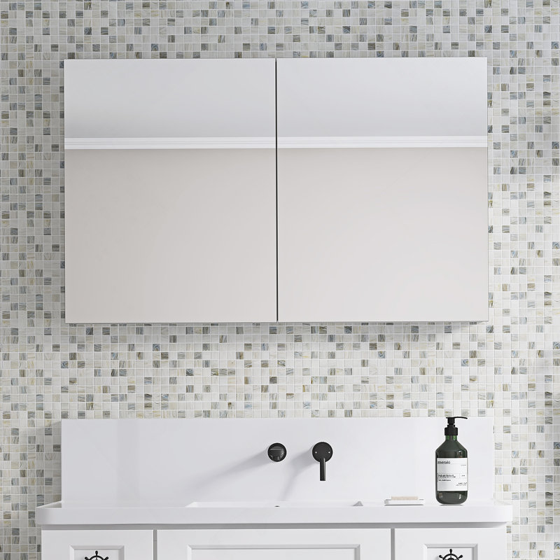 Pharmacie pour salle de bain avec cadre à miroir biseauté l 48 po x H 30 po, H 30 po x l 48 po x P 4,8 po
