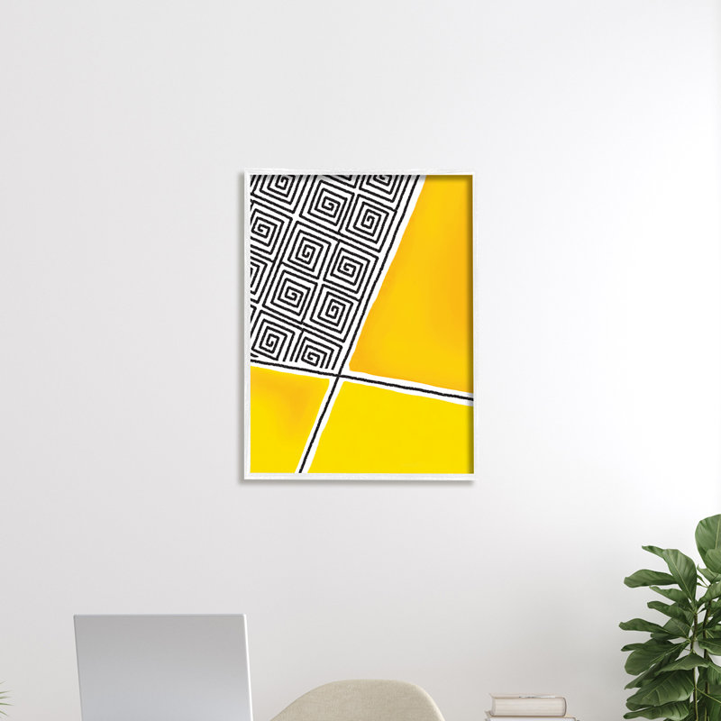 Asymétrique géométrique - impression, H 14 po x l 11 po x P 1,5 po, Giclée encadrée blanc bord de mer