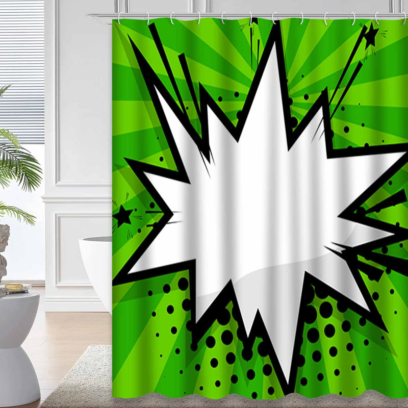 Rideau de douche vert avec 12 crochets, L 72 po x l 78 po