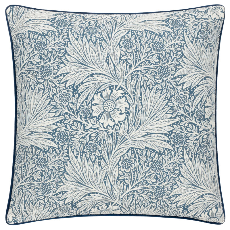 Marigold Down Blend Floral Square Cushion, Blue