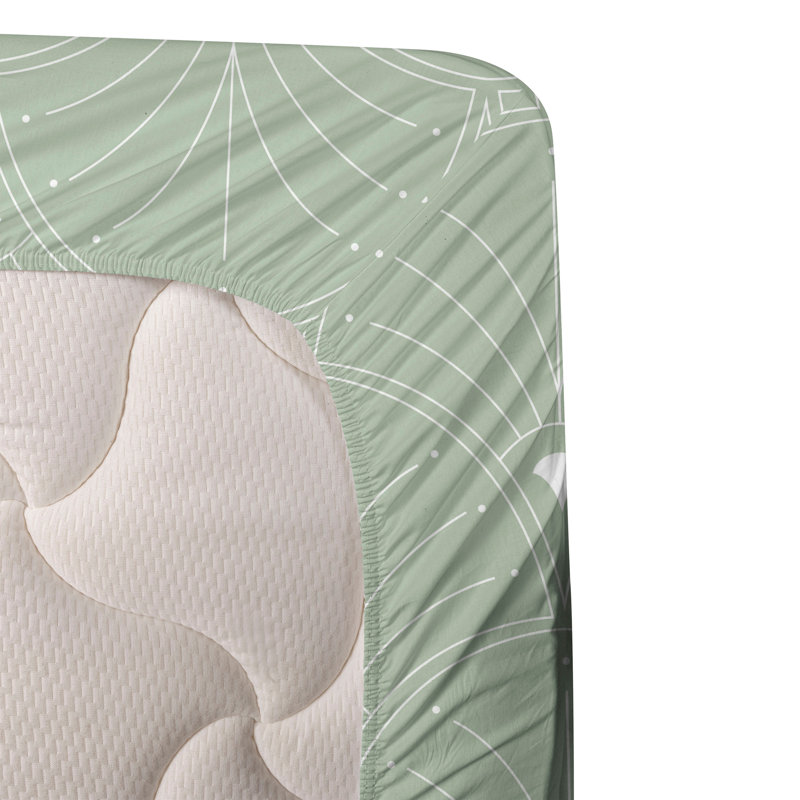 Microfiber Sheet Set, Twin XL Sheet Set with 1 Pillowcase, Pale Green/White Geometric