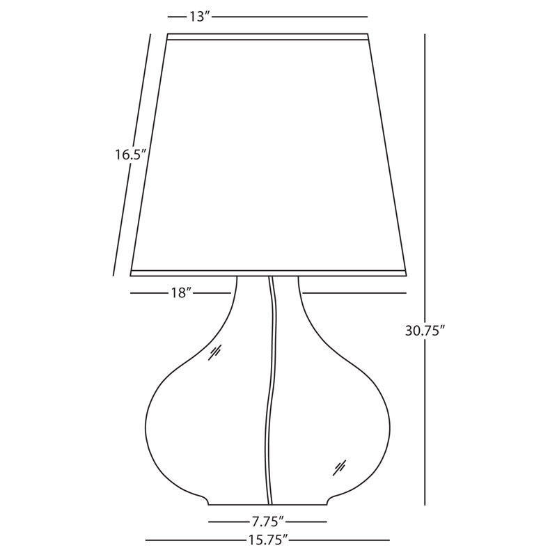 June Table Lamp, White, 30.63" H x 15.75" W x 15" D