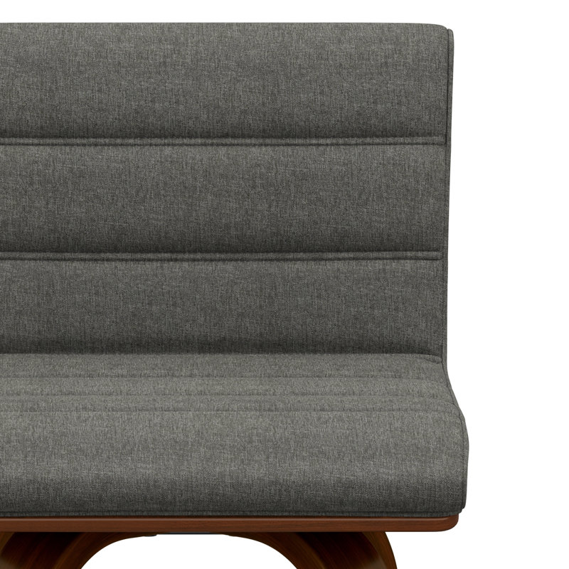 Gray Linen and Wood Swivel Counter Stool