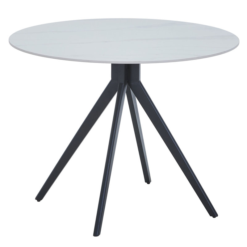 Wenona Round Stone Top Dining Table with Steel Base