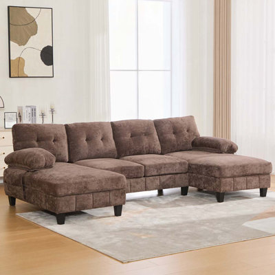 Canapé modulaire en U en chenille de 103,5 po avec méridienne double en U