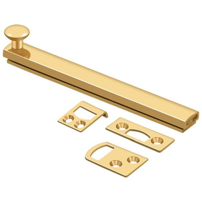 Boulon de surface 6 po Deltana 6SBCS003, vis dissimulée, HD en laiton poli PVD, H 1,9375 po x l 6 po x P 1,5625 po