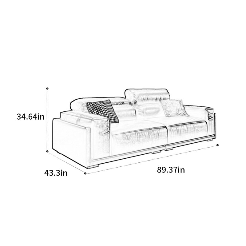 Canapé français rétro, H 34,64 po x l 89,37 po x P 43,3 po, 3