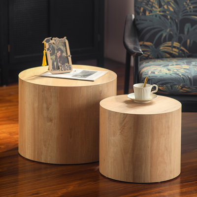 Ensemble de 2 tables basses rondes en bois Nesting