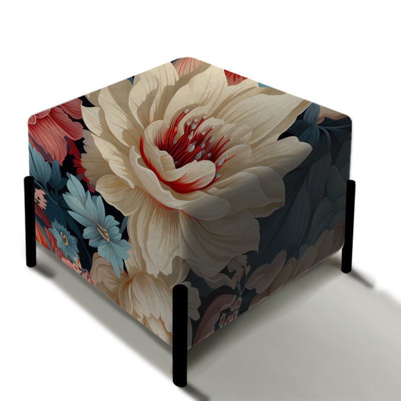 Motif floral multicolore Vintage Whispers - repose-pieds carré floral