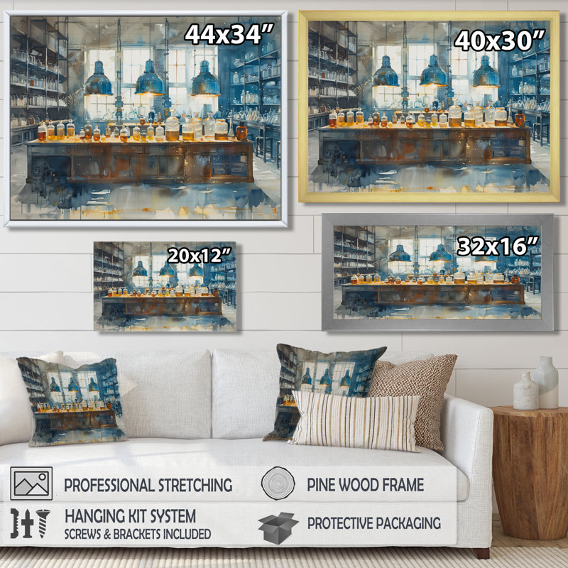 Salon d'art mural bleu et jaune, H 16 po x l 32 po x P 1 po, Toile tendue