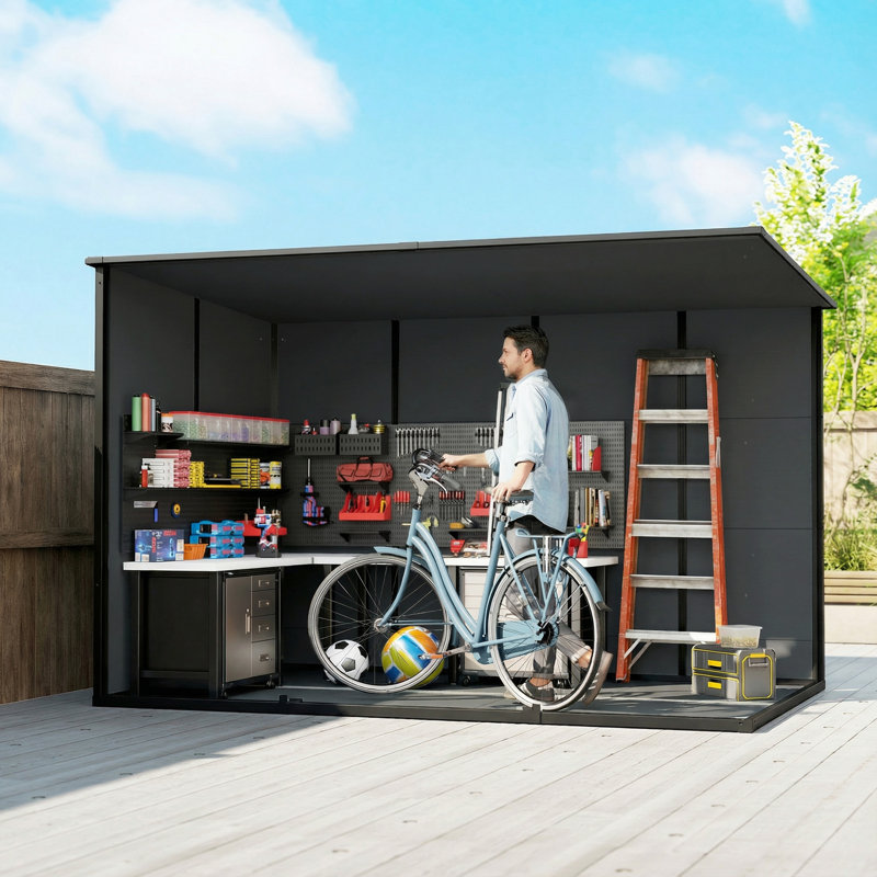 Garden Storage Shed, Dark Grey