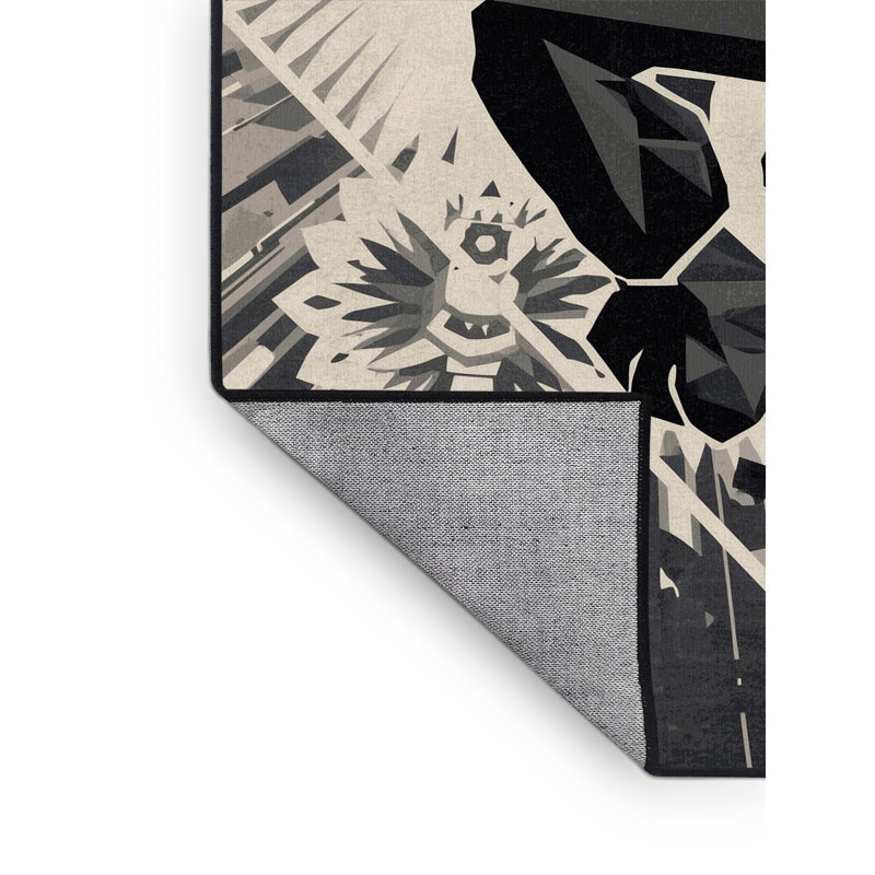 Tapis géométrique noir osckar Jaguar lavable à la machine - reliure noire, 3 X 5