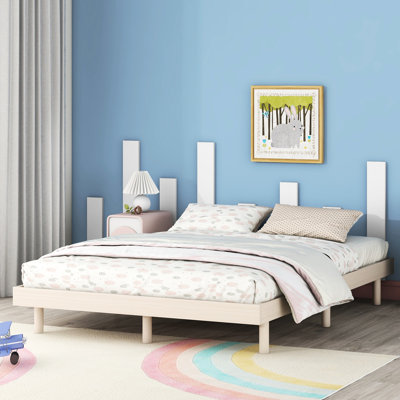 Floating Bed In Whitewashed Finish - Ensures A Sound Sleep Full Platform Color With Strong Stability