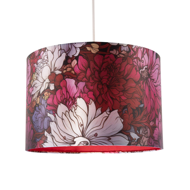 Classic Red Lilac And Chrysanthemum Japanese Style Lamp Shade By