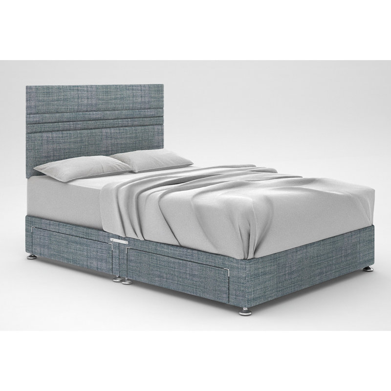 Ostara Upholstered Divan Bed, 4 Drawers, Sky, Small Double