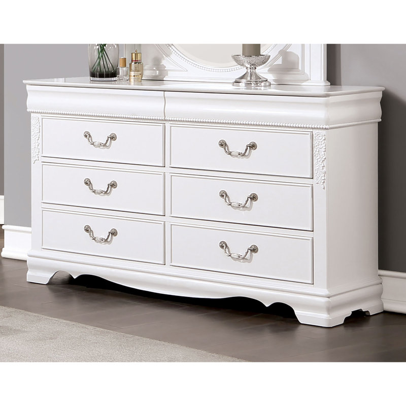 Commode 6 tiroirs Milbern, Blanc