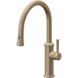 Davoli Pull-Down Kitchen Faucet with Button Sprayer - Low Arc Spout