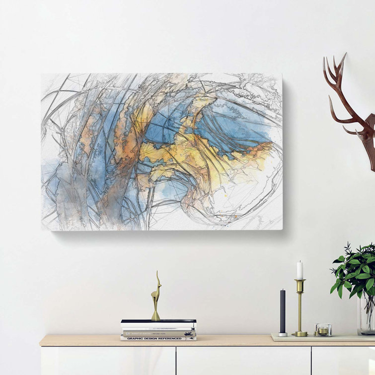 Yellow Jellyfish In Abstract - Wrapped Canvas Print