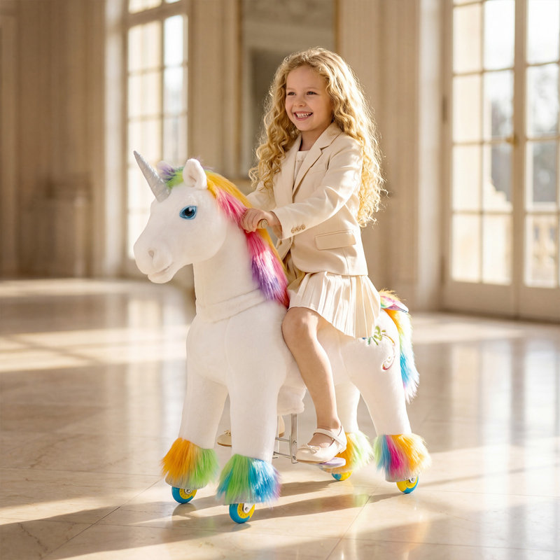 Unicorn Ride On Toy Rainbow Model X, H 35 po x l 15,4 po x P 34,6 po