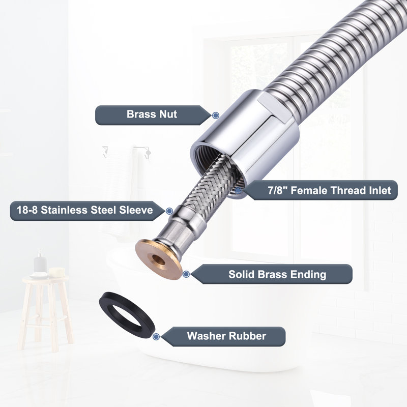 38 In. Flexible Hose Pre-Rinse Sprayer Assembly For Commercial Kitchen Faucet