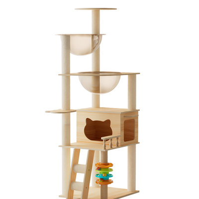 59" Modern Cat Tree Tower, Featuring A Sleek Design, Scratching Posts, And An Acrylic For Cats