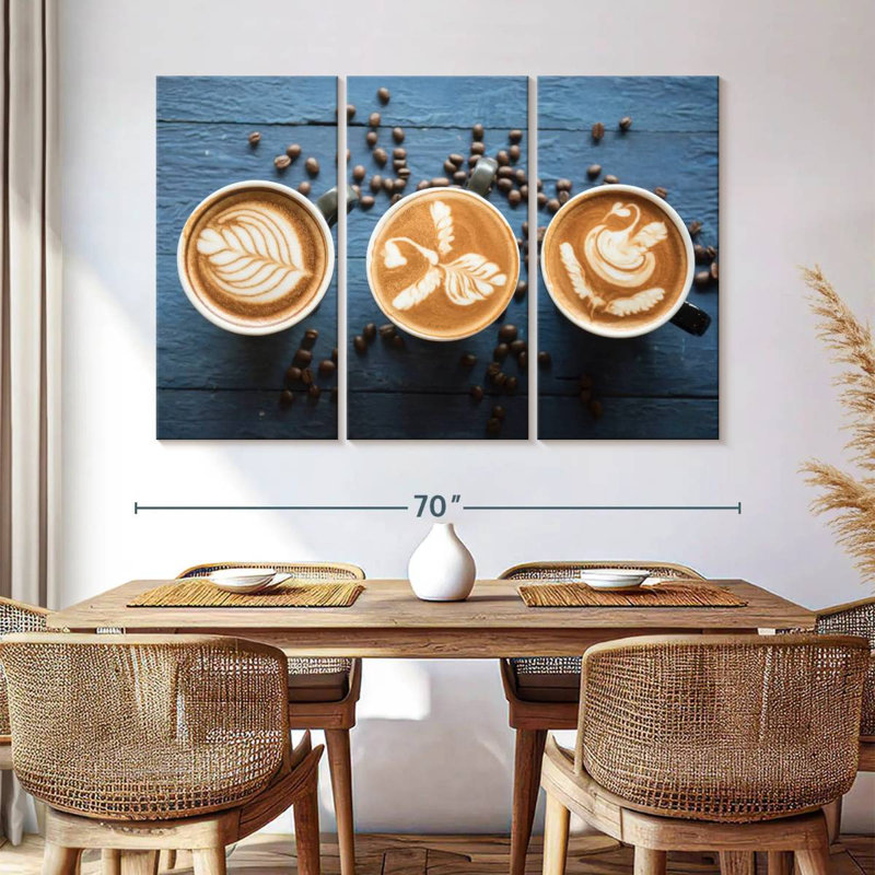 Café au lait Yarlin et grains de café, H 42 po x l 65 po