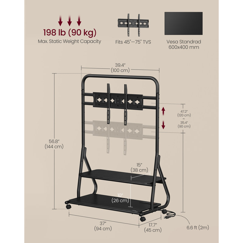 Rolling Tv Cart With Power Outlets