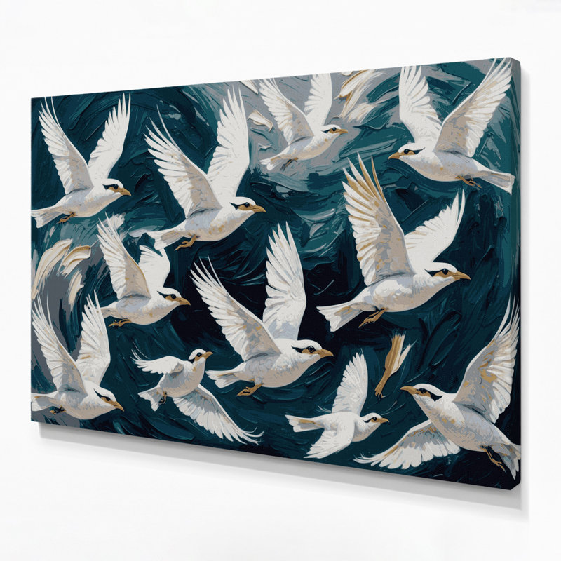 Oiseaux, art mural sur toile bleu Myna, H 24 po x l 36 po