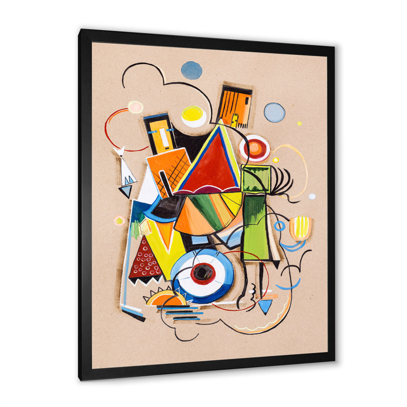 Coloured Geometric Abstract Compositions I - Cadre photo, reproduction d'art sur toile, Cadre noir