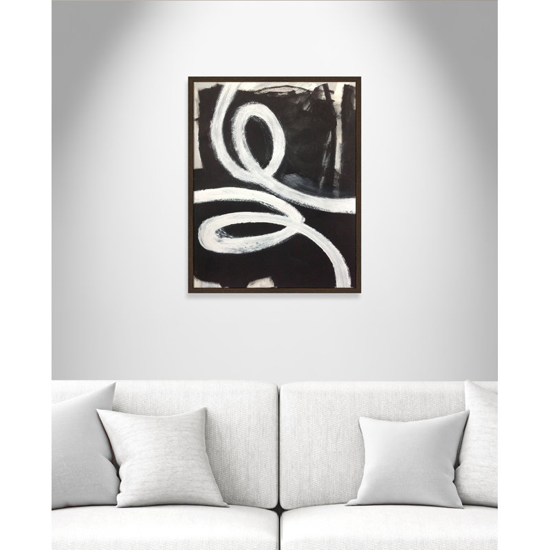 Ansonia Swirly Swirls I sur papier par impression, H 29,5 po x l 23,5 po x P 0,75 po, Cadre en noyer mince sans cadre