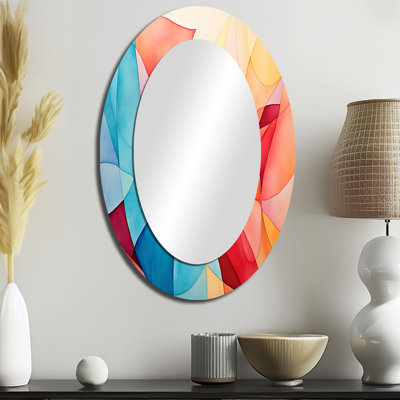 Mid-Century pastel colour collages II - miroir mural ovale multicolore
