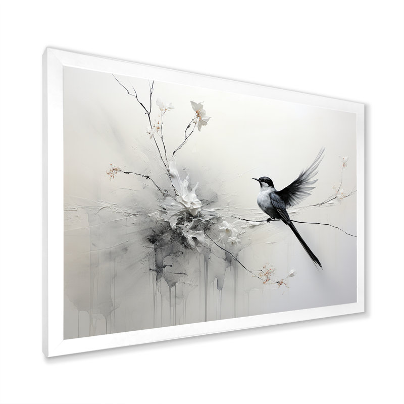 Minimalisme, oiseaux, paradis, branche florale IV - animaux, impressions sur toile FDP107143, Blanc