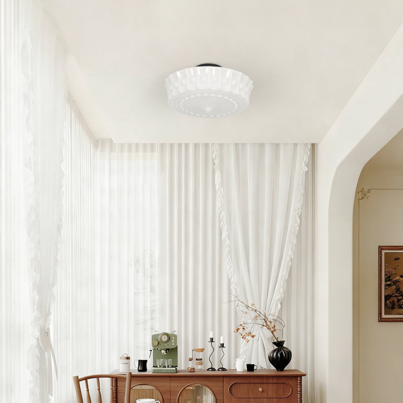 Plafonnier semi-encastré en verre blanc