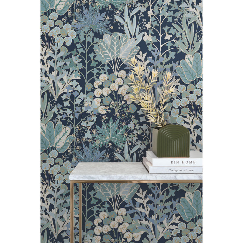 Floral Wallpaper Roll, Navy