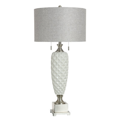 Ceramic Table Lamp - Cadier Silver - Grey Shade