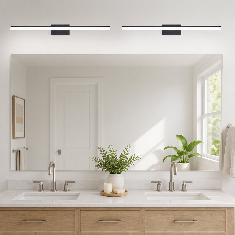 Applique murale à DEL moderne pour salle de bain – Élégante applique en métal noir pour miroir, garde-robe ou lavabo