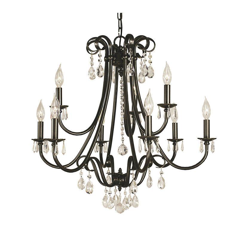 Lustre classique/classique 9 lumières façon bougie liebestraum, Bronze acajou