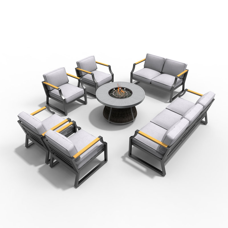 Areefa 9 - Person Patio Conversation Set with Cushions