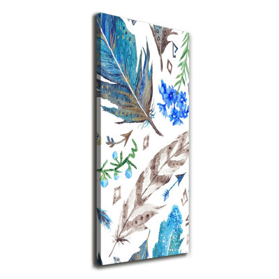 Feathers And Flowers - Wrapped Canvas Print
