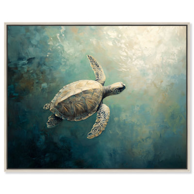 «Natation de tortue II», reproduction sur toile encadrée par Art Remedy, cadre argenté, 36 x 30