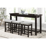 Counter Height Dining Table - 4pc With 3 Stools Ports & Storage Drawer Power Outlets Upholstery