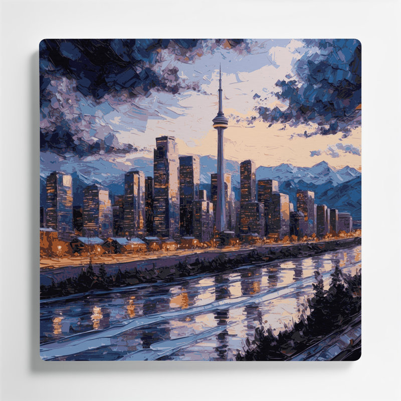 Art mural mauve en villes, Calgary, Alberta, H 32 po x l 32 po