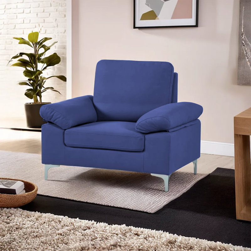 Elise Grey 1 Seater Accent Chairs, Blue