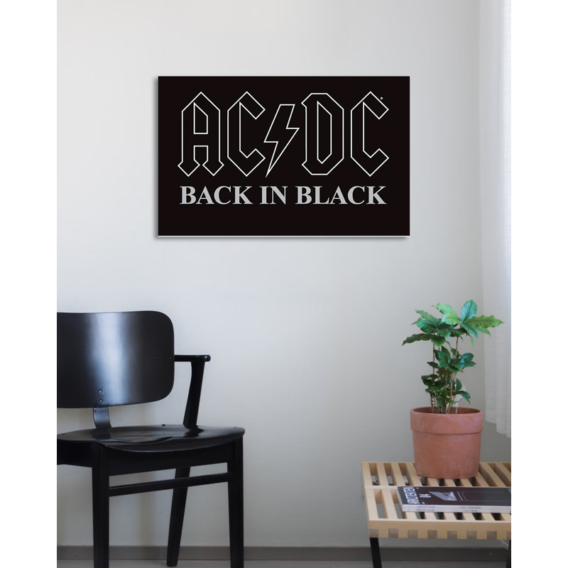 AC / DC Back in Black - reproduction d'art textuel sur papier, Papier non encadré, H 24 po x l 36 po x P 0,1 po