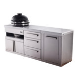 Mont Alpi Premium 83" Heavy Duty Kamado Charcoal Smoker Grill Module For 18-inch Big Green Egg Kamado Joe Akorn Pit Boss Charcoal Smoker Outdoor Kitchen Island Cart With Storage Drawers And Cabinets
