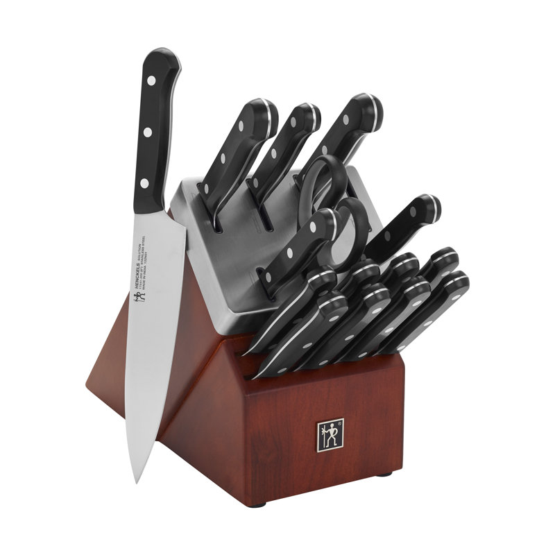 HENCKELS Razor-Sharp Solution 16-Piece Self-Sharpening Knife Block Set - Walnut, German Engineered Informed by 100+ Years of Mastery