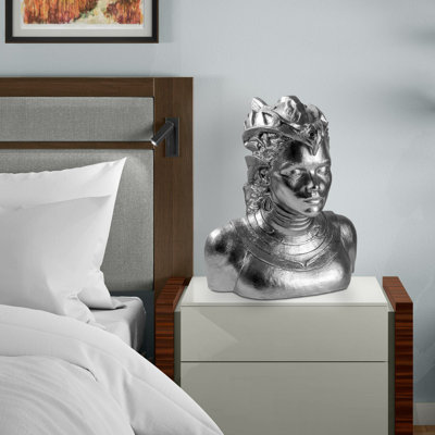 Hand-Painted Decorative Object, Silver, 13.8 x 16.5 x 12.6 inches | 100% Polyester Material, Unique Color Variations | Perfect Accent for Living Room, Office & Home Decor, Elegant and Eye-Catching Design