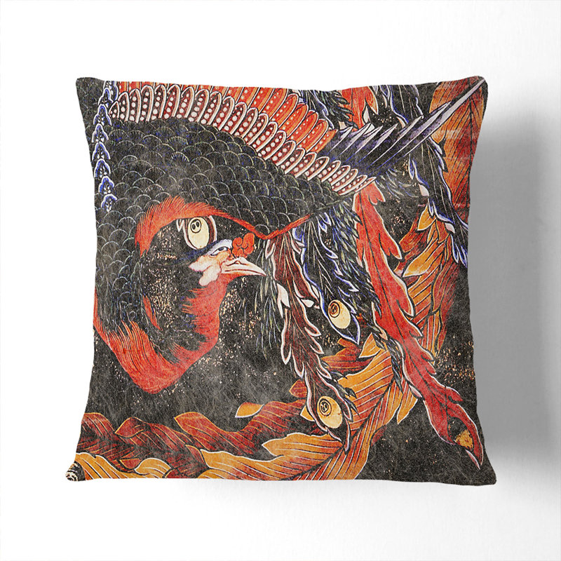 Phoenix by Katsushika Hokusai Cushion with Filling, 40cm H x 40cm W x 15cm D